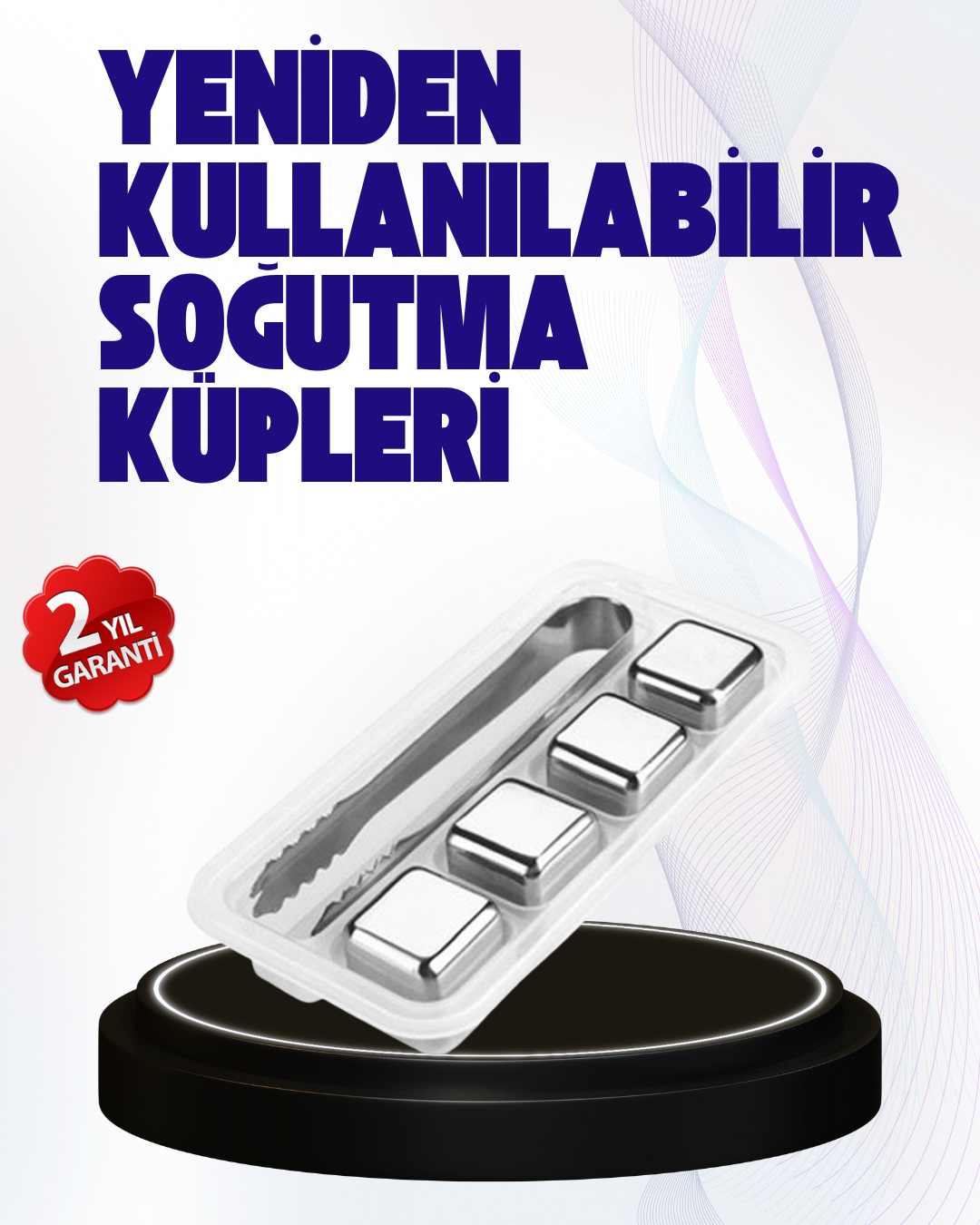 2-92 Paslanmaz Çelikten Üretilmiş Metal Buz Küpü Seti ve Buz Klipsi - Vipsepet - Görsel 1