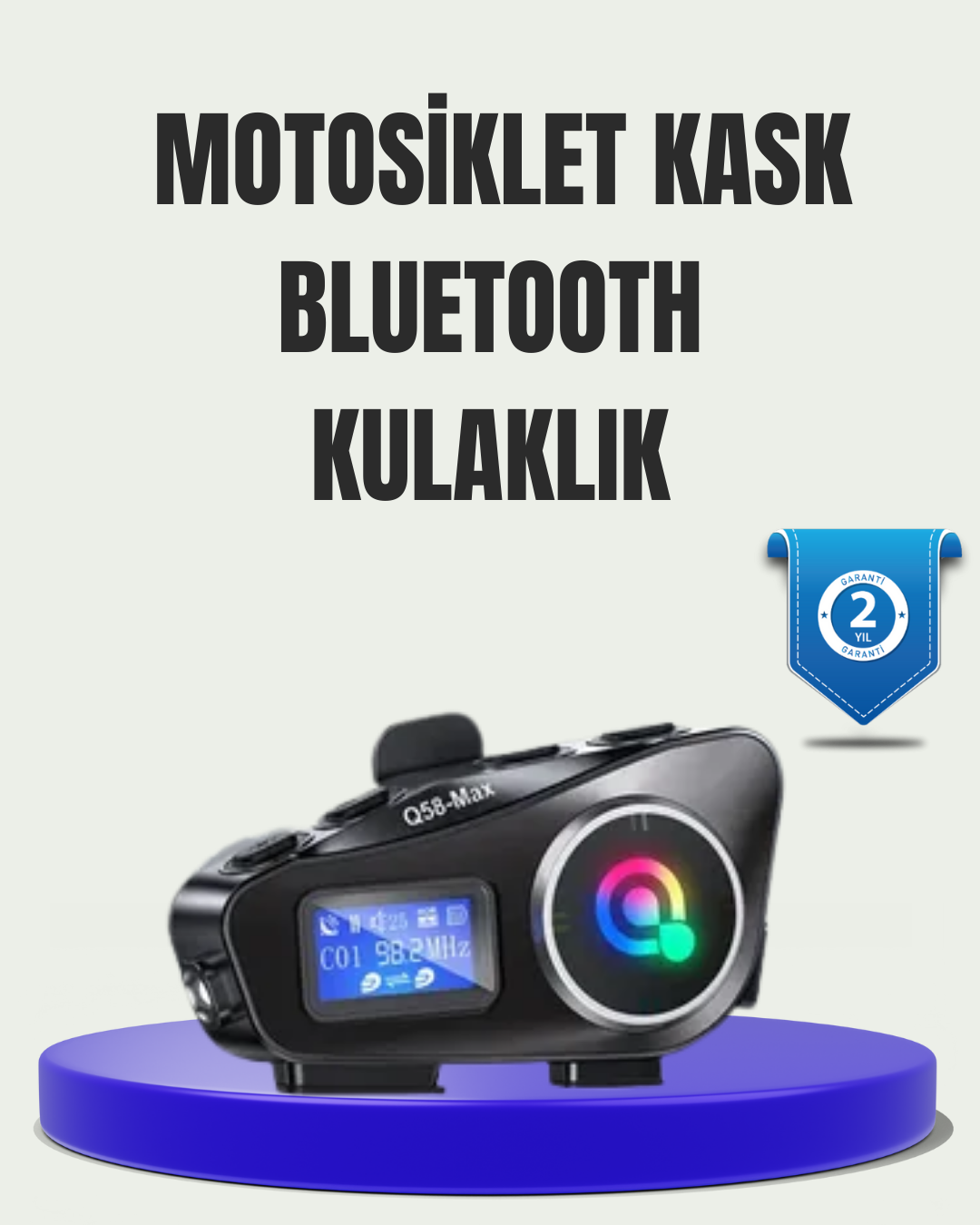 2-98 IP65 Suya Dayanıklı Kask Bluetooth Kulaklık LCD Ekranlı - vipsepet - Görsel 1