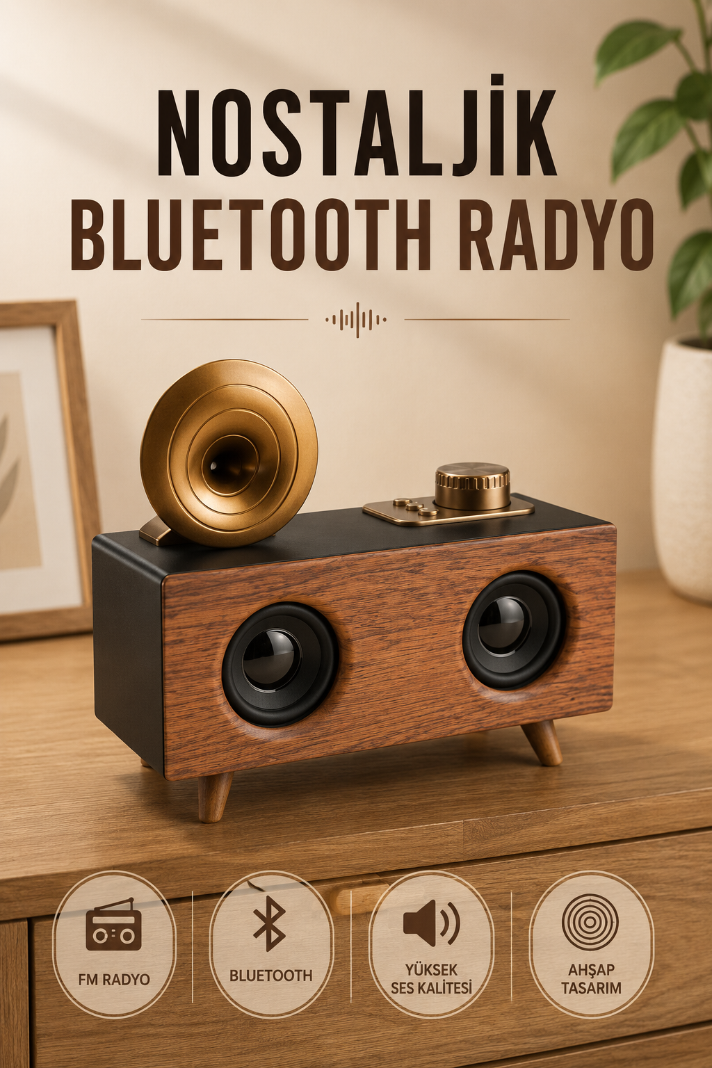 27639ba2-0f90-4aba-b81b-f0deb46959ca Nostaljik Radyo Bluetooth Bağlantılı Şarjlı Yüksek Ses Kaliteli - Vipsepet - Görsel 1