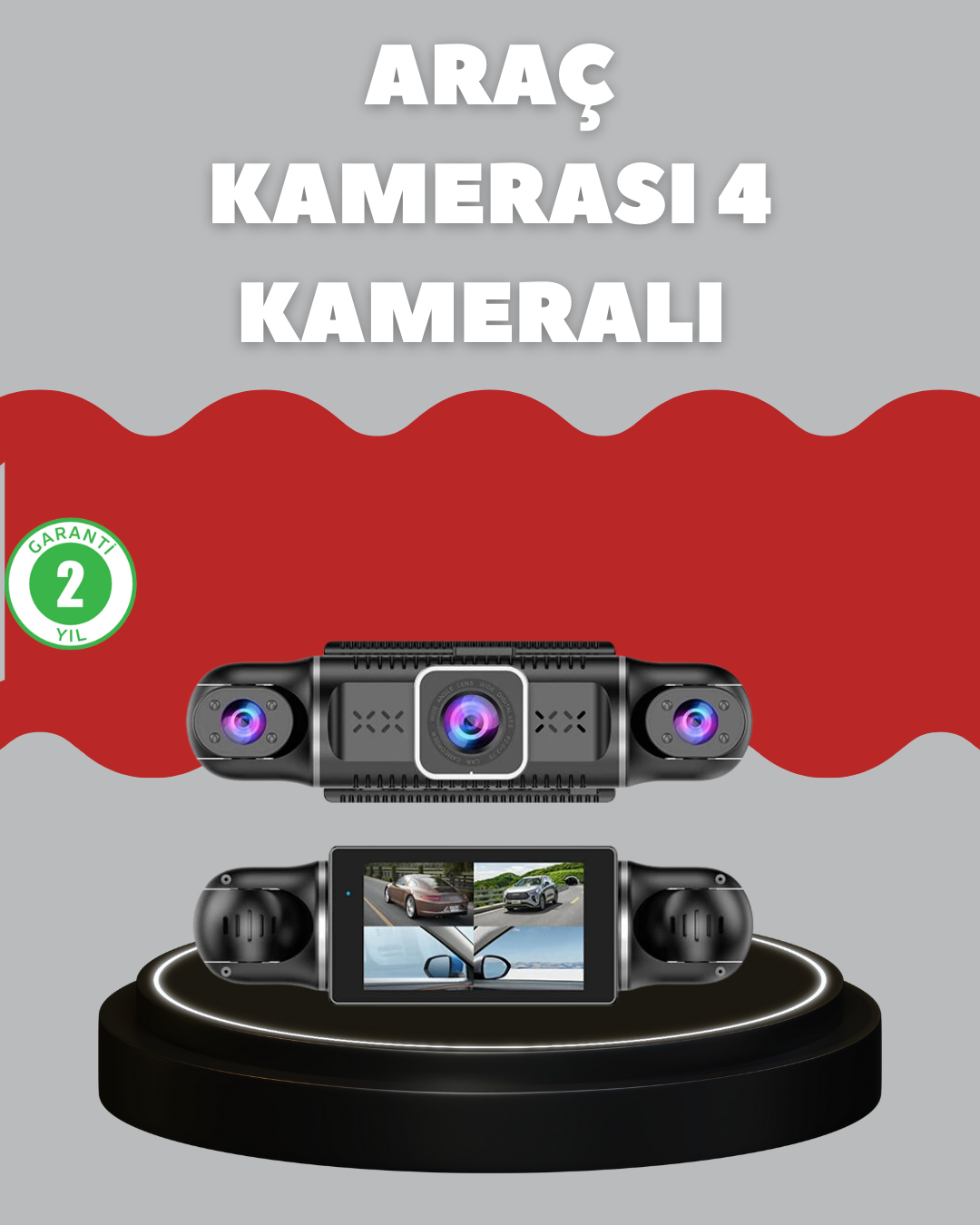 3-1 4 Kameralı Araç Kayıt Cihazı Full HD Park İzleme Gece Görüş - Vipsepet - Görsel 1