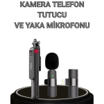 Vlog ve Canlı Yayın İçin Çift Yaka Mikrofonu ve Tripodlu Selfie Çubuğu Seti - vipsepet