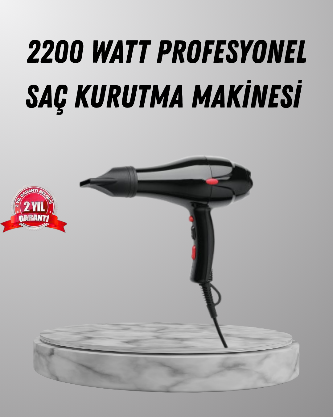 3-107 2200W Fön Makinesi – Profesyonel AC Motor, Soğuk ve Sıcak Üfleme - Vipsepet - Görsel 1