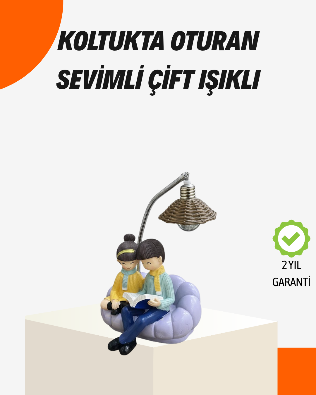 3-109 Sevgiliye Özel Çift Figürlü LED Masa Lambası Okuyan Çift Tasarım - Vipsepet - Görsel 1