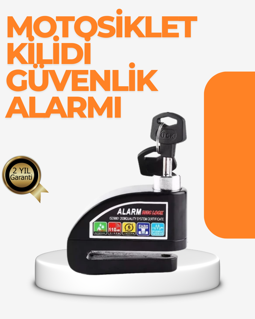 3-114 Alarm Sensörlü Disk Kilidi Motosiklet Scooter Bisiklet Güvenlik - Lisinya - Görsel 1