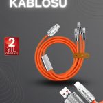120W Hızlı Şarj Kablosu Turuncu Yüksek Güç Kapasitesi Çoklu Şarj Girişi - Vipsepet
