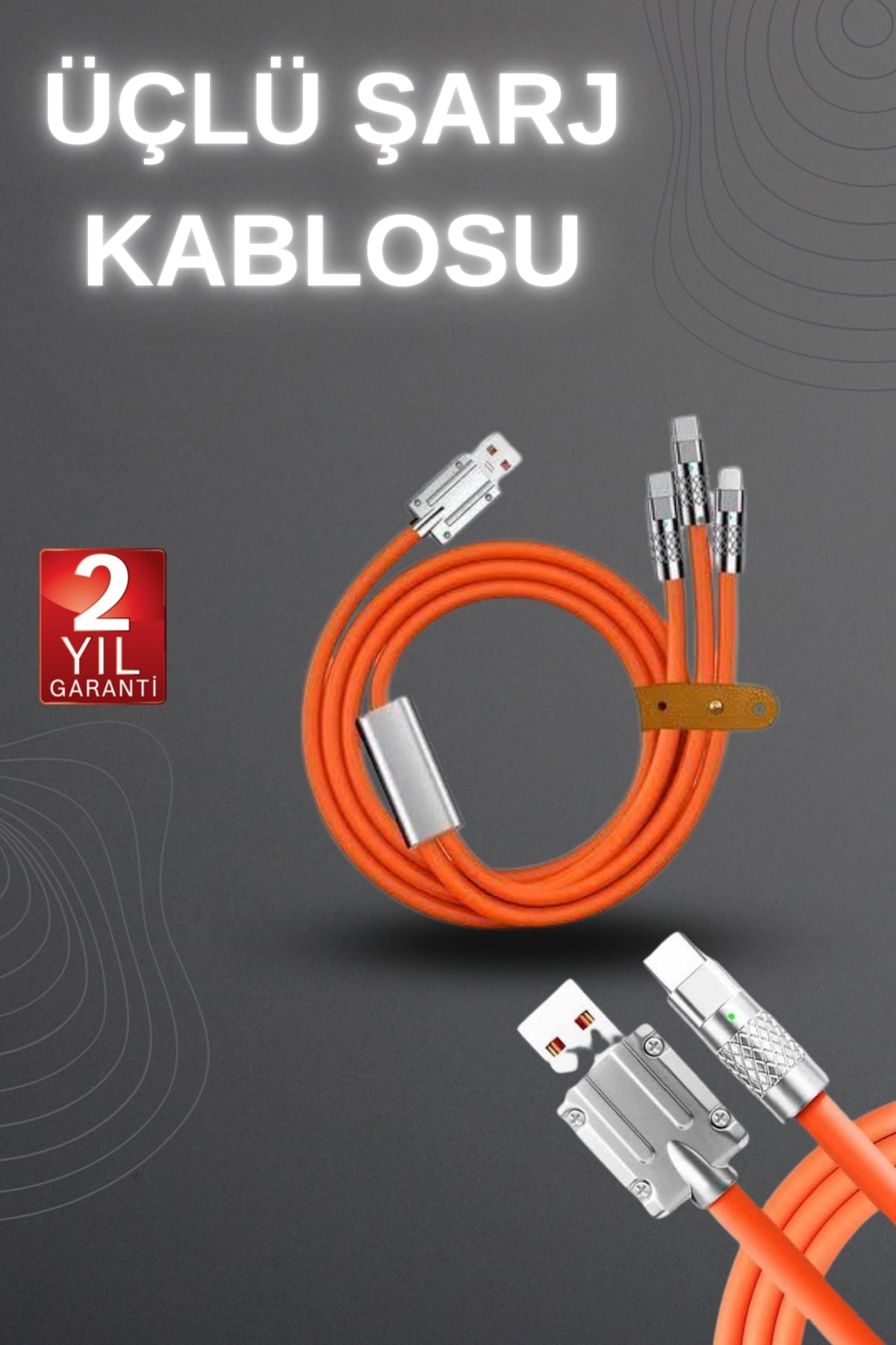 3-12 120W Hızlı Şarj Kablosu Turuncu Yüksek Güç Kapasitesi Çoklu Şarj Girişi - Vipsepet - Görsel 1