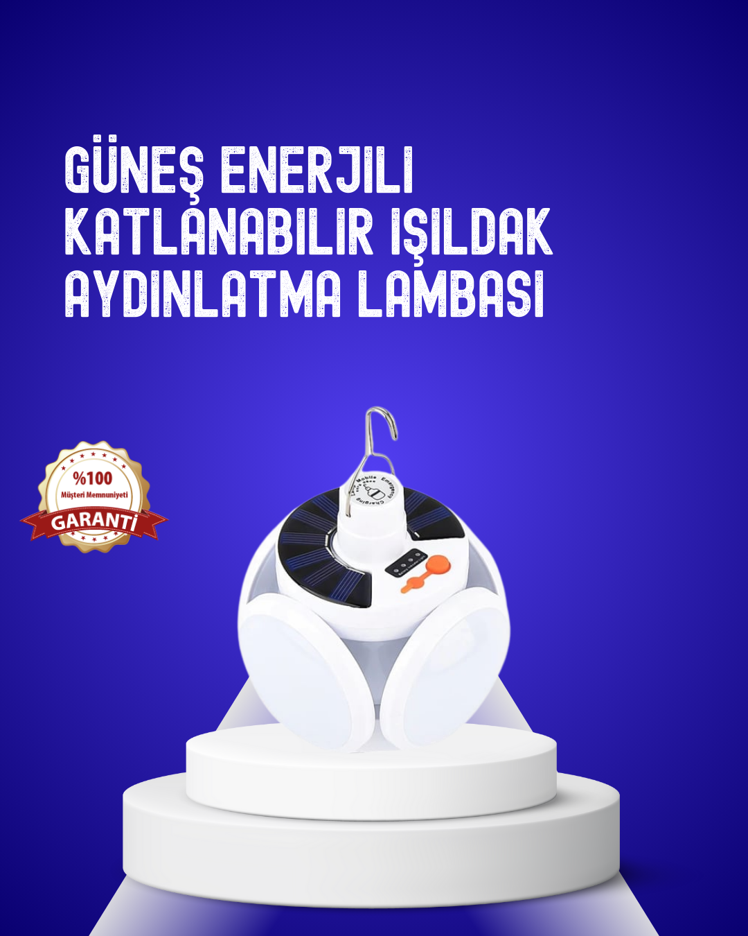 3-120 USB ve Solar Şarjlı Katlanabilir 5 Taraflı LED Lamba - Vipsepet - Görsel 1