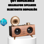 Gramafon Tasarımlı Bluetooth Hoparlör 3D Ses Teknolojili Çok Fonksiyonlu - Vipsepet