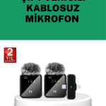 Canlı Yayın ve Video Çekimleri İçin Çiftli Kablosuz Yaka Mikrofon - vipsepet