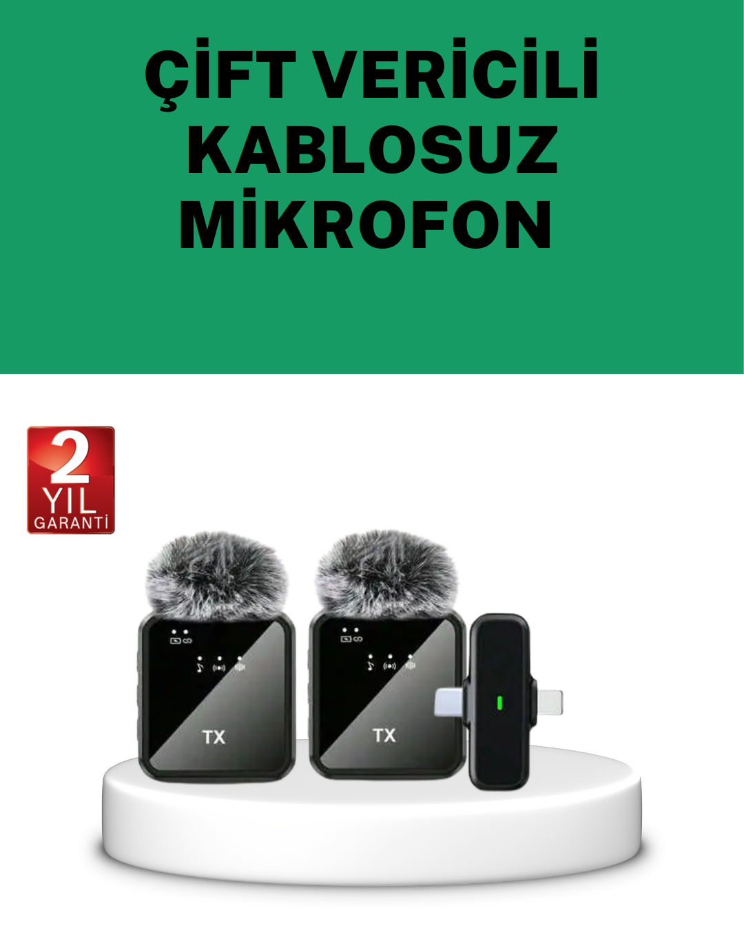 3-132 Canlı Yayın ve Video Çekimleri İçin Çiftli Kablosuz Yaka Mikrofon - vipsepet - Görsel 1