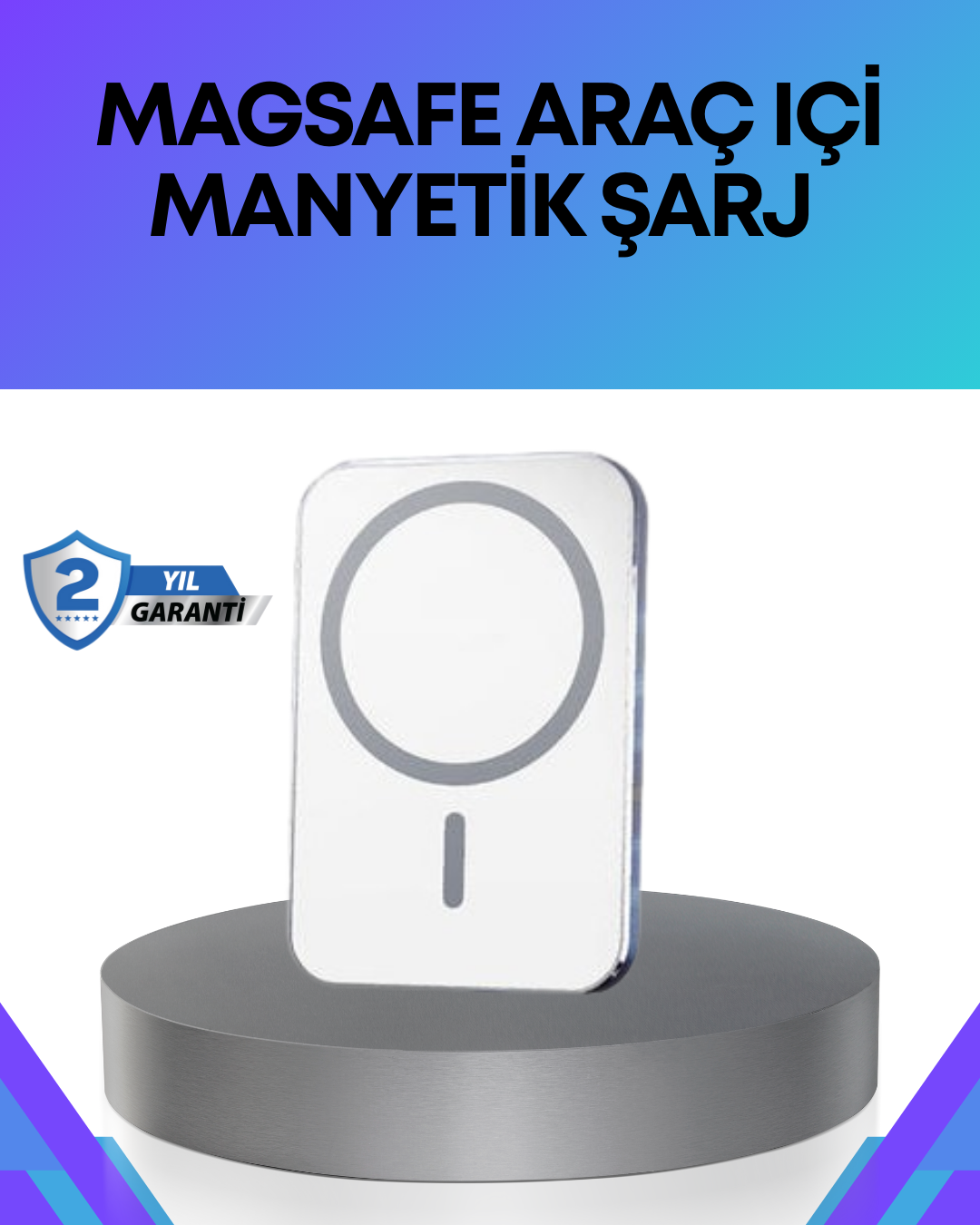 3-137 360° Döner Başlıklı MagSafe Araç Telefon Tutucu Hızlı Şarjlı - vipsepet - Görsel 1
