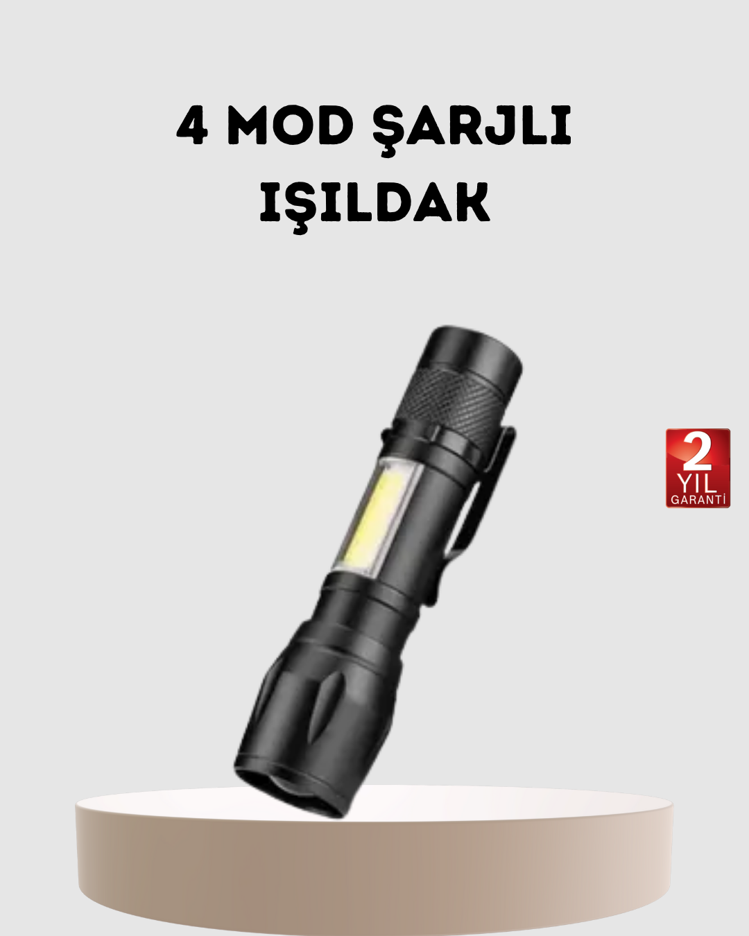 3-137 Profesyonel 4 Modlu Şarjlı El Feneri | 1300 mAh Batarya | Cree LED Teknolojisi - Vipsepet - Görsel 1