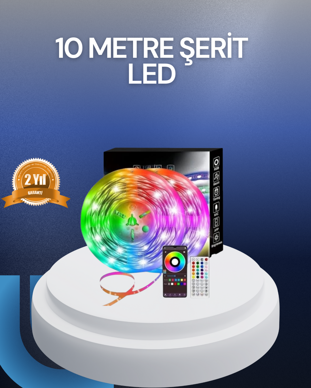 3-138 10 Metre USB Smart Şerit Led Kumandalı Telefon Kontrollü - Vipsepet - Görsel 1