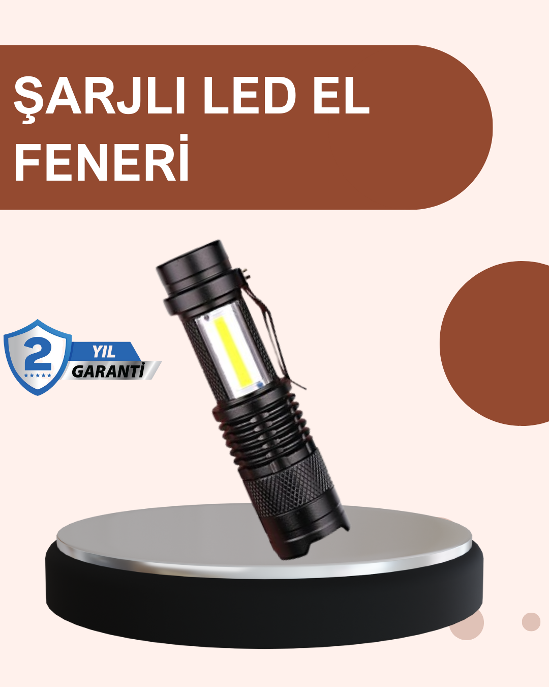 3-156 Alüminyum Gövdeli 2000 Lümen Güçlü LED El Feneri - Vipsepet - Görsel 1