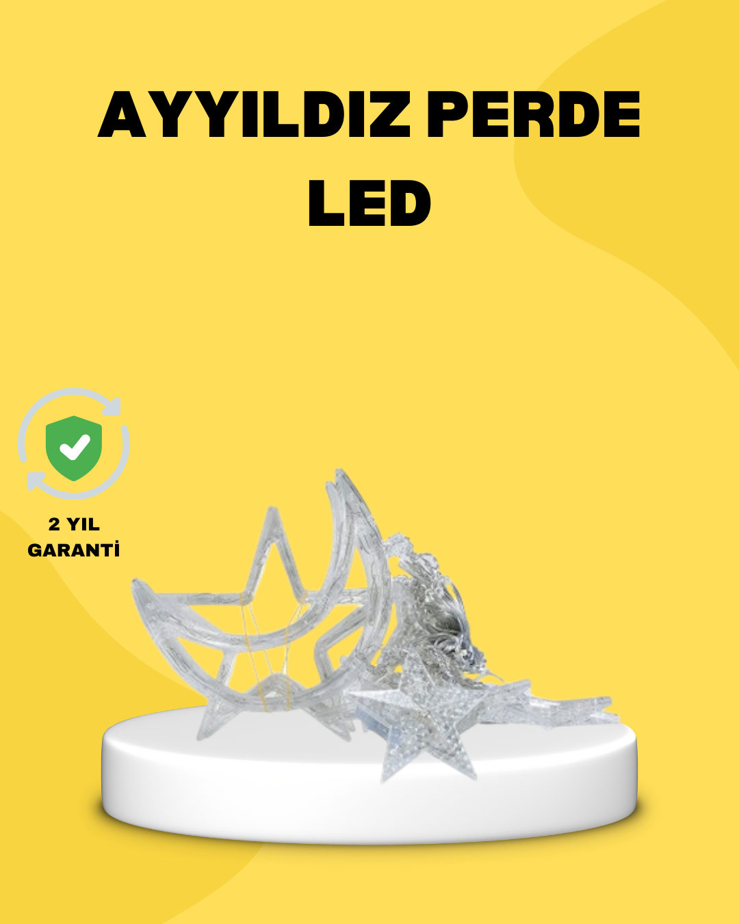 3-159 126 LED’li Yıldız Ay Perde Işık Prizden Çalışan Dekoratif Aydınlatma - Vipsepet - Görsel 1