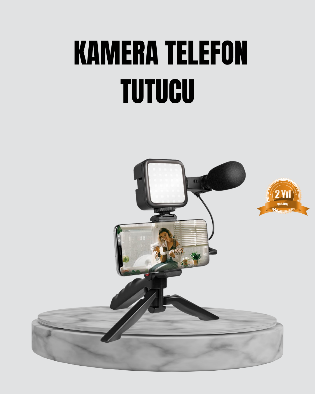 3-160 Telefon Video Çekim Kiti LED Aydınlatma Mikrofon Tripodlu Tam Set - vipsepet - Görsel 1