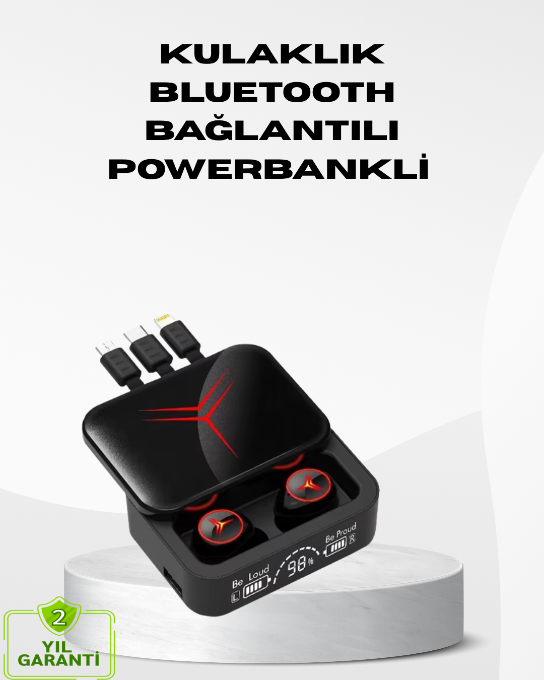 3-165 Powerbank Özellikli Bluetooth Kablosuz Kulaklık – Dokunmatik Kontrol, Uzun Pil Ömrü, Ergonomik Tasarım - vipsepet - Görsel 1