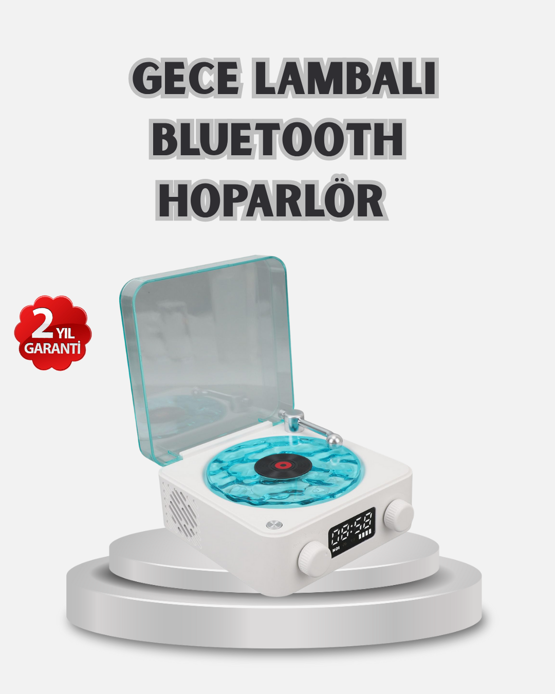 3-165 3-ü-1 Gece Işığı Bluetooth Hoparlör Dijital Saat Vintage Plak Çalar Tasarımlı - Vipsepet - Görsel 1
