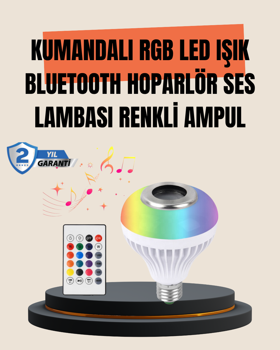 3-17 12W LED Ampul – Renkli Işık ve Dahili Hoparlör Özellikli - Vipsepet - Görsel 1