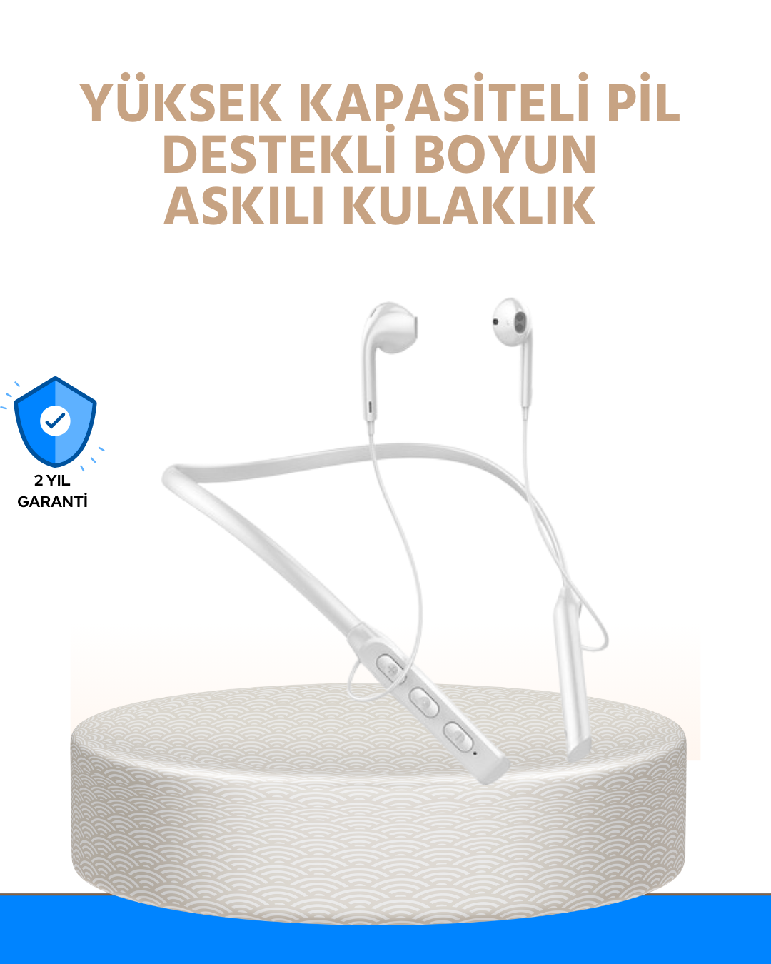 3-170 Gürültü Azaltıcı Ergonomik Boyun Askılı Kablosuz Kulaklık - Vipsepet - Görsel 1