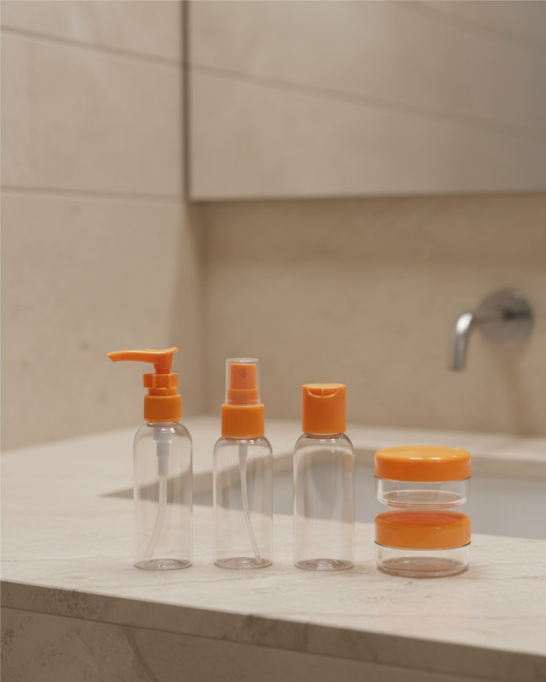 3-177 30 ml 5’li Seyahat Şişesi Seti Çantalı Kozmetik Organizer - Vipsepet - Görsel 1