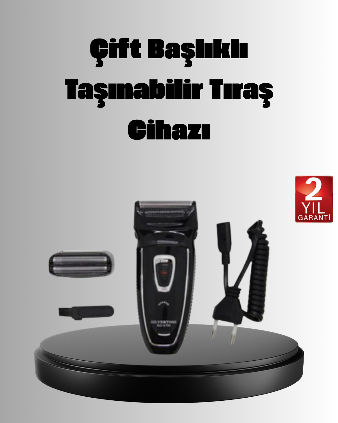 3-186 Şarjlı Kablosuz Tıraş Makinesi Çift Başlık Kuru Tıraş Ergonomik Taşınabilir - vipsepet - Görsel 1