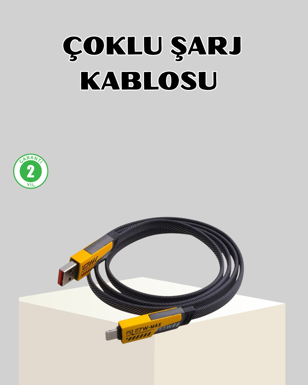 3-189 65W Çoklu Şarj Kablosu 4’ü 1 Arada Örgülü Hızlı Veri Aktarım USB-C USB-A - Vipsepet - Görsel 1