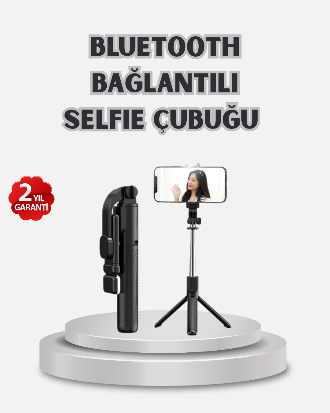 3-201 Kablosuz Bluetooth Selfie Çubuğu – 360° Dönebilir Başlık, Taşınabilir ve Şık Tasarım - Vipsepet - Görsel 1