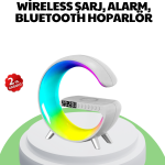 Bluetooth Hoparlörlü RGB Atmosfer Lambası Kablosuz Şarj ve Saat Özellikli - Vipsepet