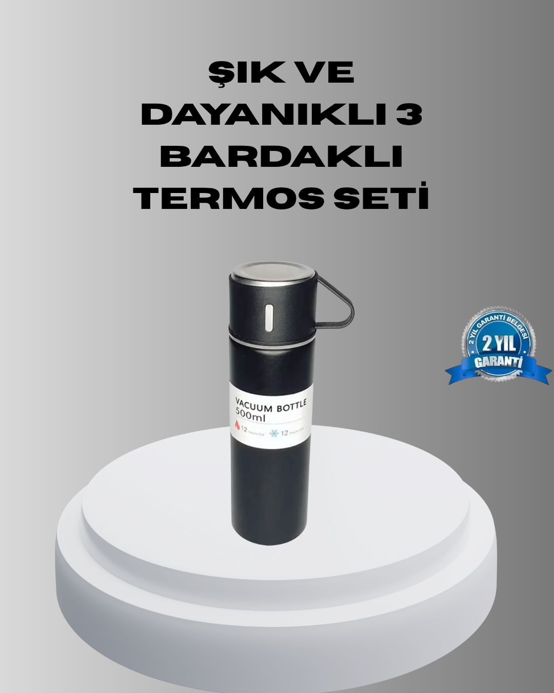 3-207 500 ml Vakumlu Termos – Çift Kat Paslanmaz Çelik, Sızdırmaz Kapağıyla Sıcak ve Soğuk İçeceklere Özel - Vipsepet - Görsel 1