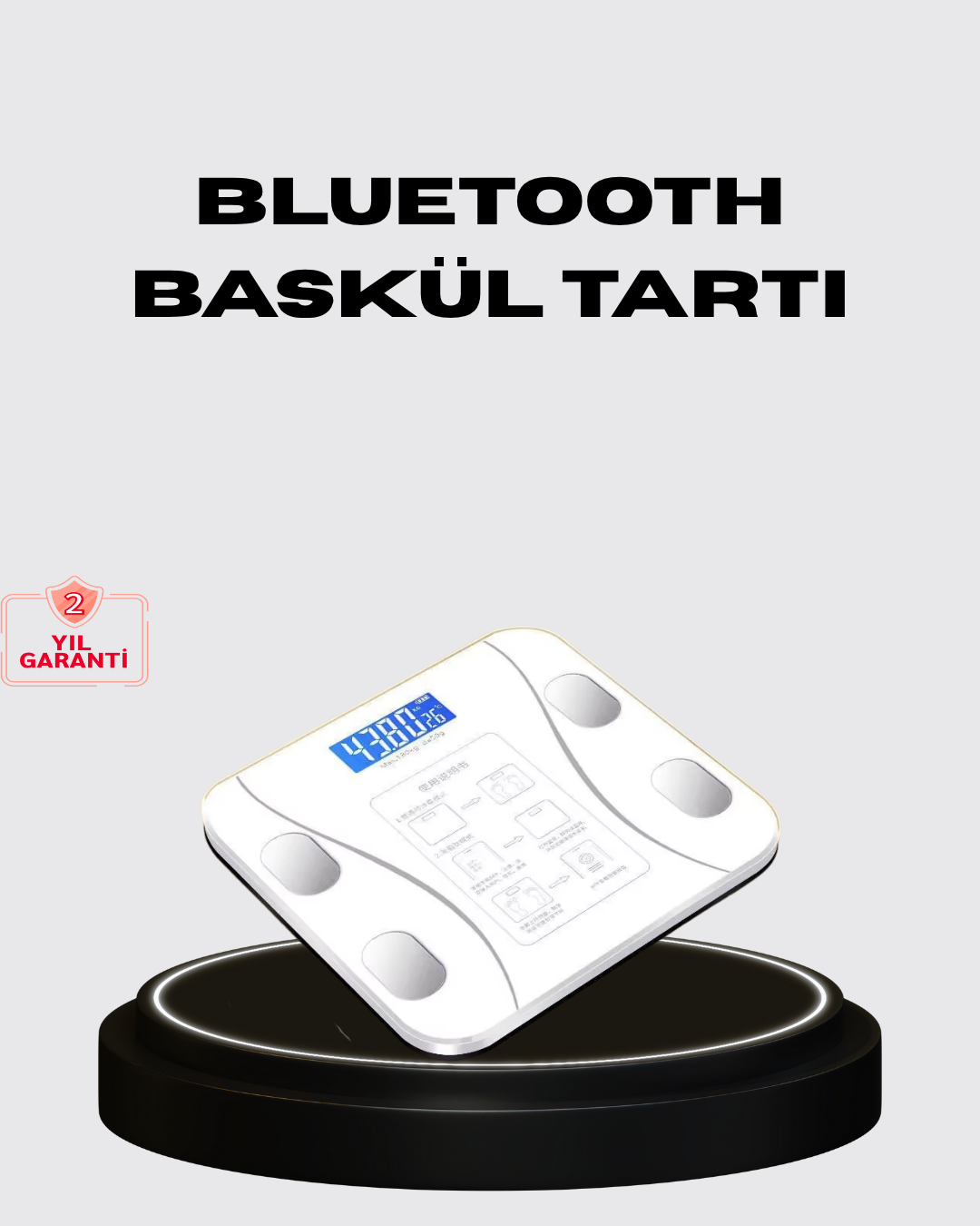 3-208 Akıllı Dijital Baskül – Bluetooth Bağlantılı, 8 Ölçüm Verili, Akıllı Vücut Analiz Tartısı - Vipsepet - Görsel 1