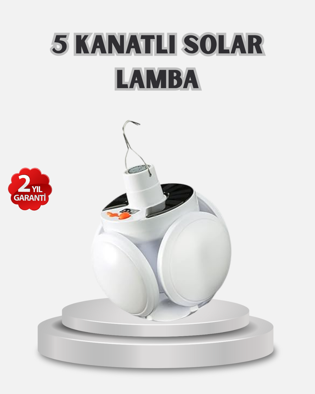 3-21 Güneş Enerjili ve USB Şarjlı LED Kamp Lambası – 5 Farklı Işık Modlu, Askılı Tasarım - Vipsepet - Görsel 1