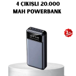 Powerbank 20000 mAh Hızlı Şarjlı LED Fenerli ve 4 Portlu - Vipsepet