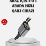 Araç Şarj Cihazı 4 Portlu 66W Hızlı Şarjlı LED Işıklı ve 180° Dönebilir - Vipsepet