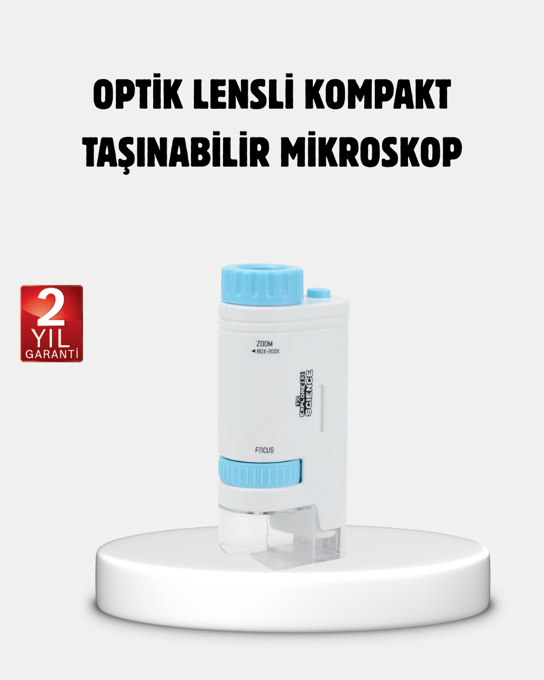 3-23 Taşınabilir Eğitim Mikroskobu 80X–200X LED Işıklı ve Darbeye Dayanıklı - Vipsepet - Görsel 1