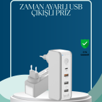 30W Type C Şarj Cihazı Zamanlayıcılı Çok Portlu Tasarım - Vipsepet