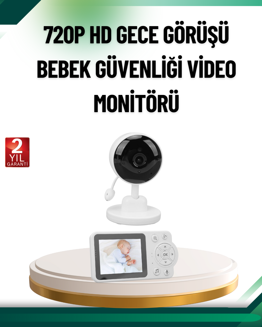 3-233 Sesli ve Görüntülü Bebek Kamerası Sıcaklık Takipli - Vipsepet - Görsel 1