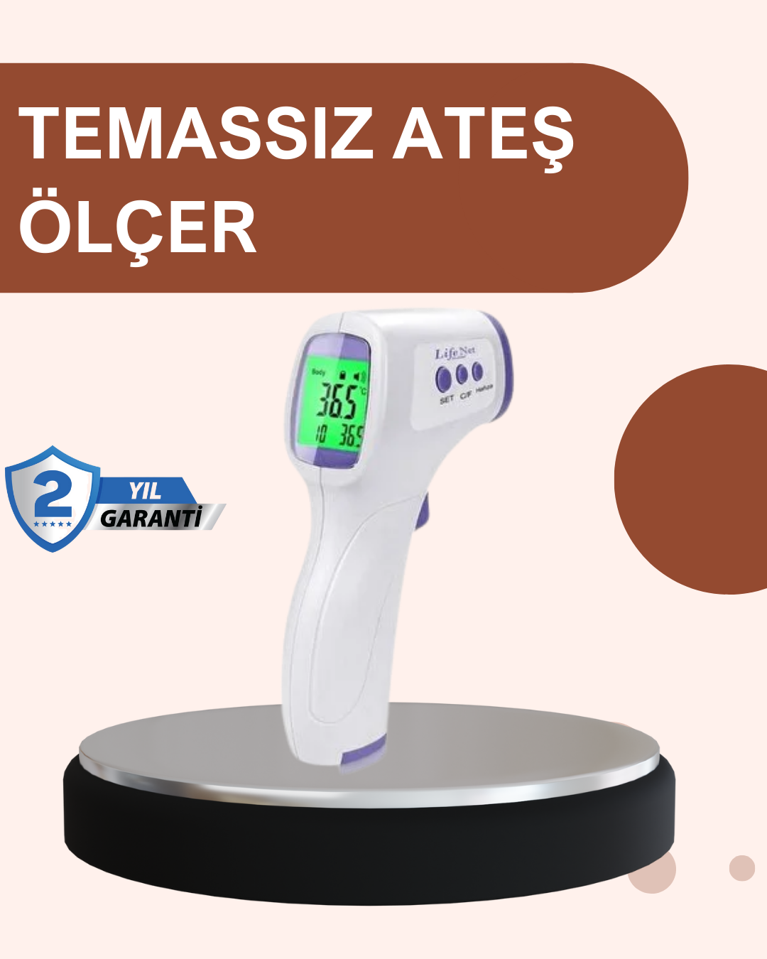 3-243 Temassız Dijital Ateş Ölçer Büyük Ekranlı Hızlı Okuma - Vipsepet - Görsel 1