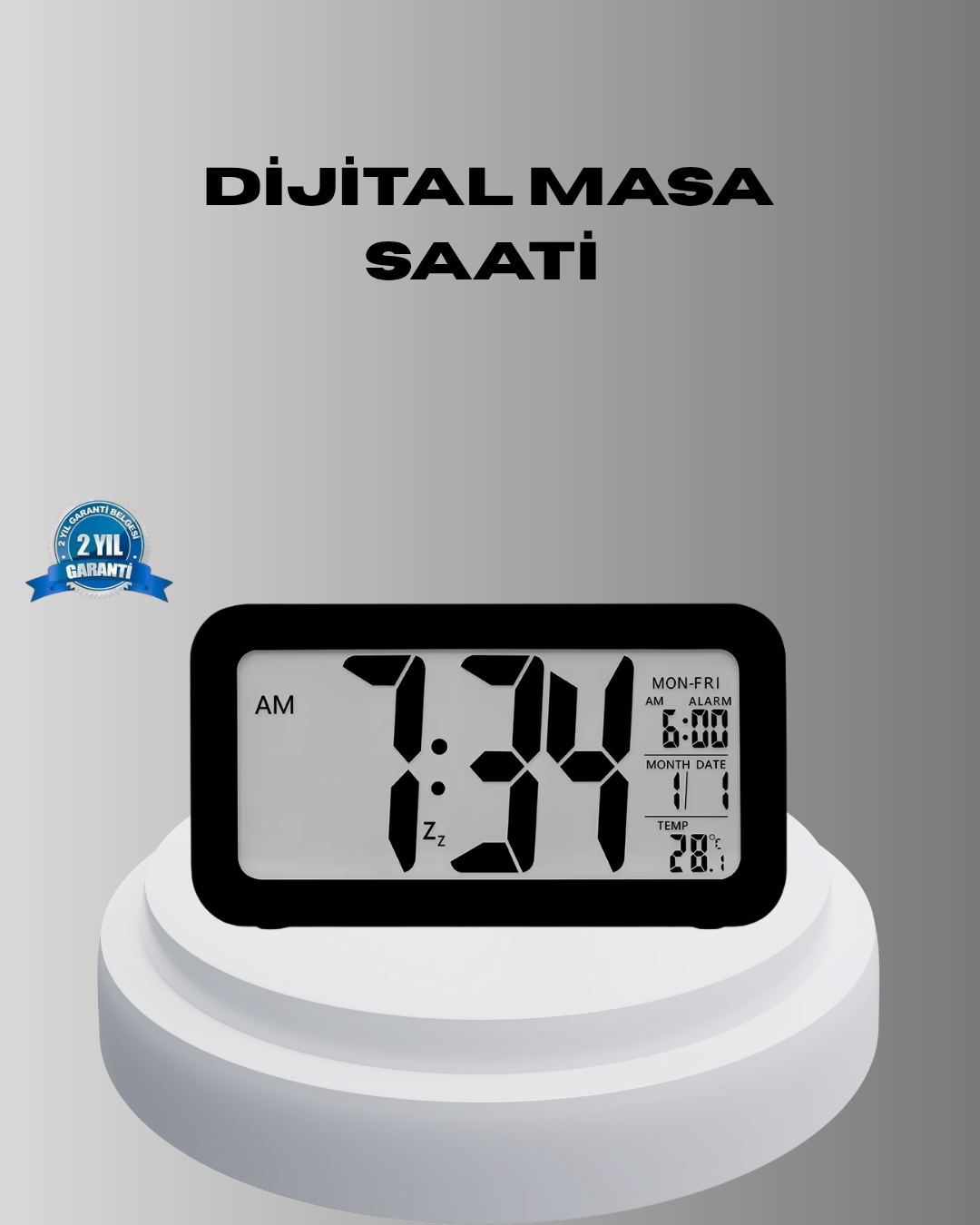 3-28 Dijital Masa Saati Sensörlü Aydınlatmalı Alarm ve Sıcaklık Ölçerli - Vipsepet - Görsel 1
