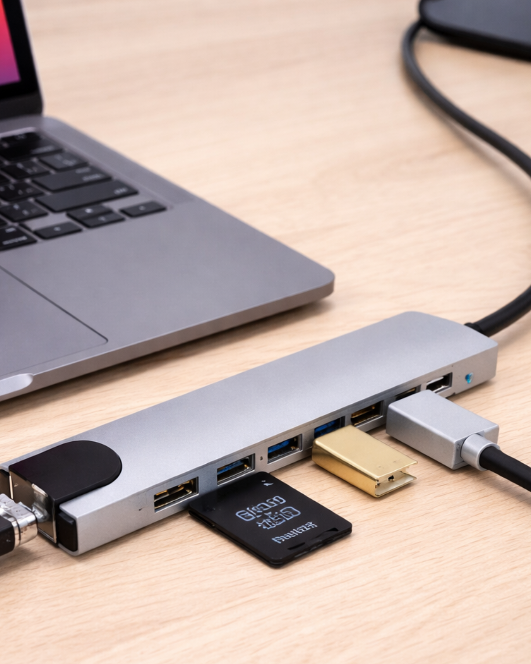 3-29 USB C Çoklu Port Adaptör HDMI USB Ethernet SD Kart Hub - Vipsepet - Görsel 1