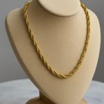 5mm Kalın Burgu Altın Renk Çelik Kolye Unisex Paslanmaz Kaliteli