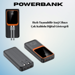 20000 mAh Powerbank | Çok Kablolu, Dijital Göstergeli, Yüksek Hızlı Şarj Cihazı - vipsepet
