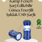 Güneş Enerjili Katlanabilir Kamp Feneri – USB Şarjlı, Hafif ve Çok Fonksiyonlu - Vipsepet