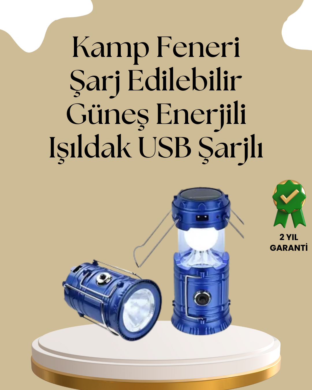 3-32 Güneş Enerjili Katlanabilir Kamp Feneri – USB Şarjlı, Hafif ve Çok Fonksiyonlu - Vipsepet - Görsel 1