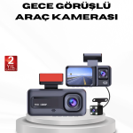 Full HD Üç Kameralı Araç Kamerası G-Sensörlü ve Gece Görüşlü - Vipsepet