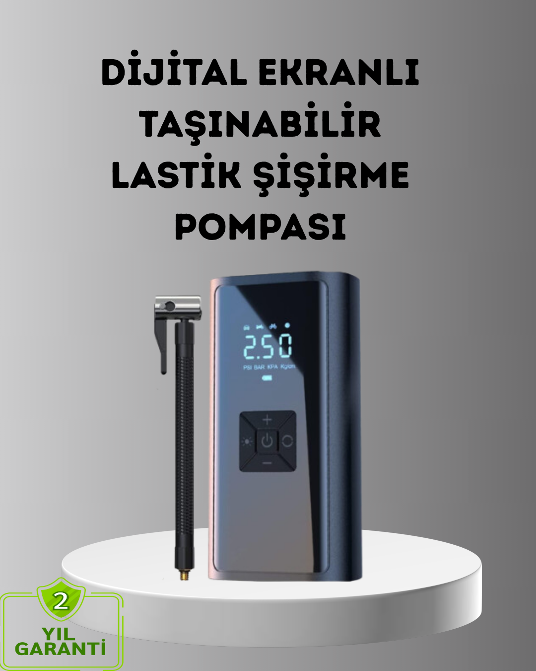 3-35 Dijital Ekranlı Kablosuz Hava Pompası LED Işıklı 12V 80W - Vipsepet - Görsel 1