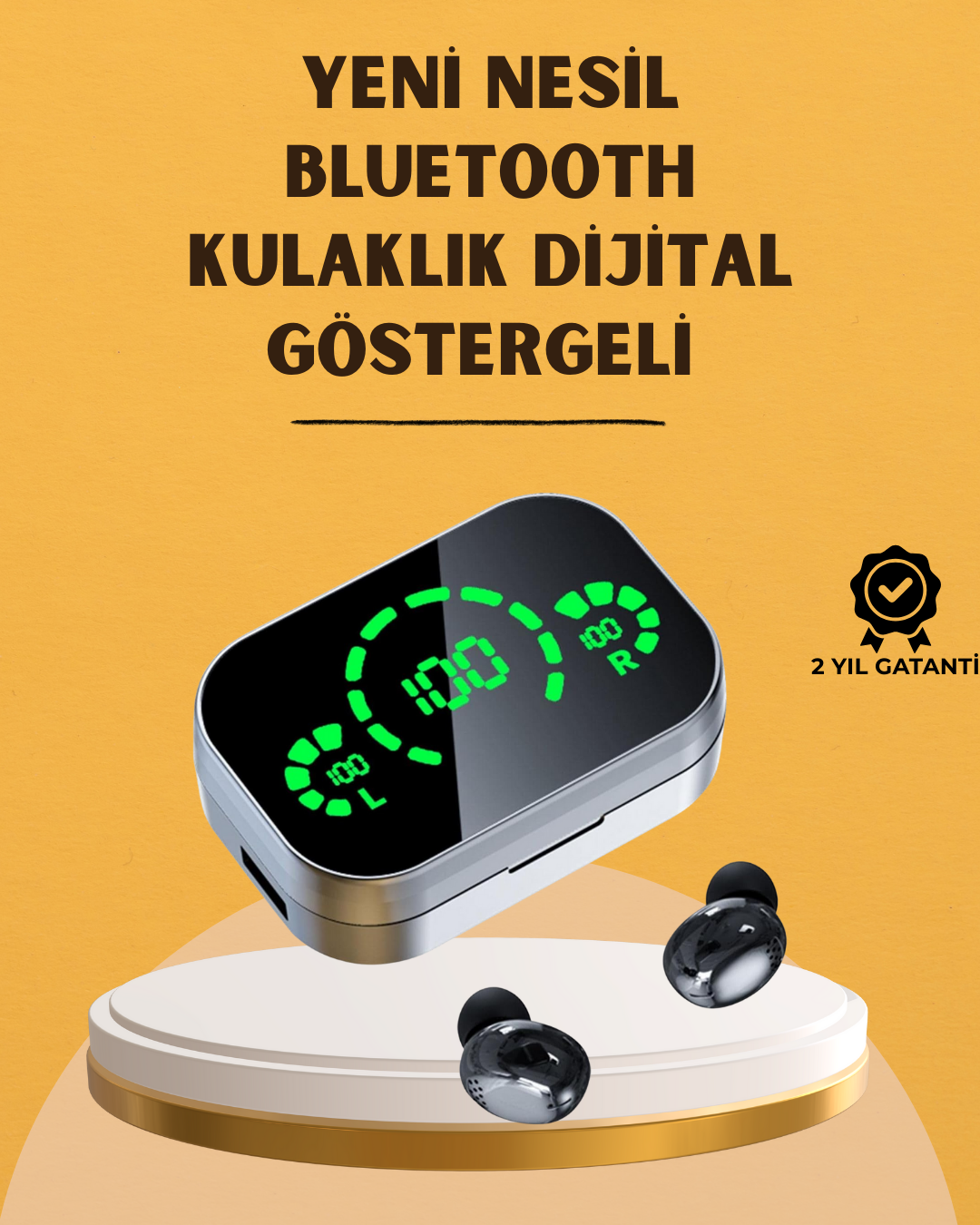 3-36 LED Ekranlı Kablosuz Kulaklık – Gürültü Önleyici Mikrofon ve Dokunmatik Özellikli - vipsepet - Görsel 1