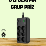 2500W Güçlü 6’lı Priz USB ve Type-C Çıkışlı Termal Korumalı - Vipsepet