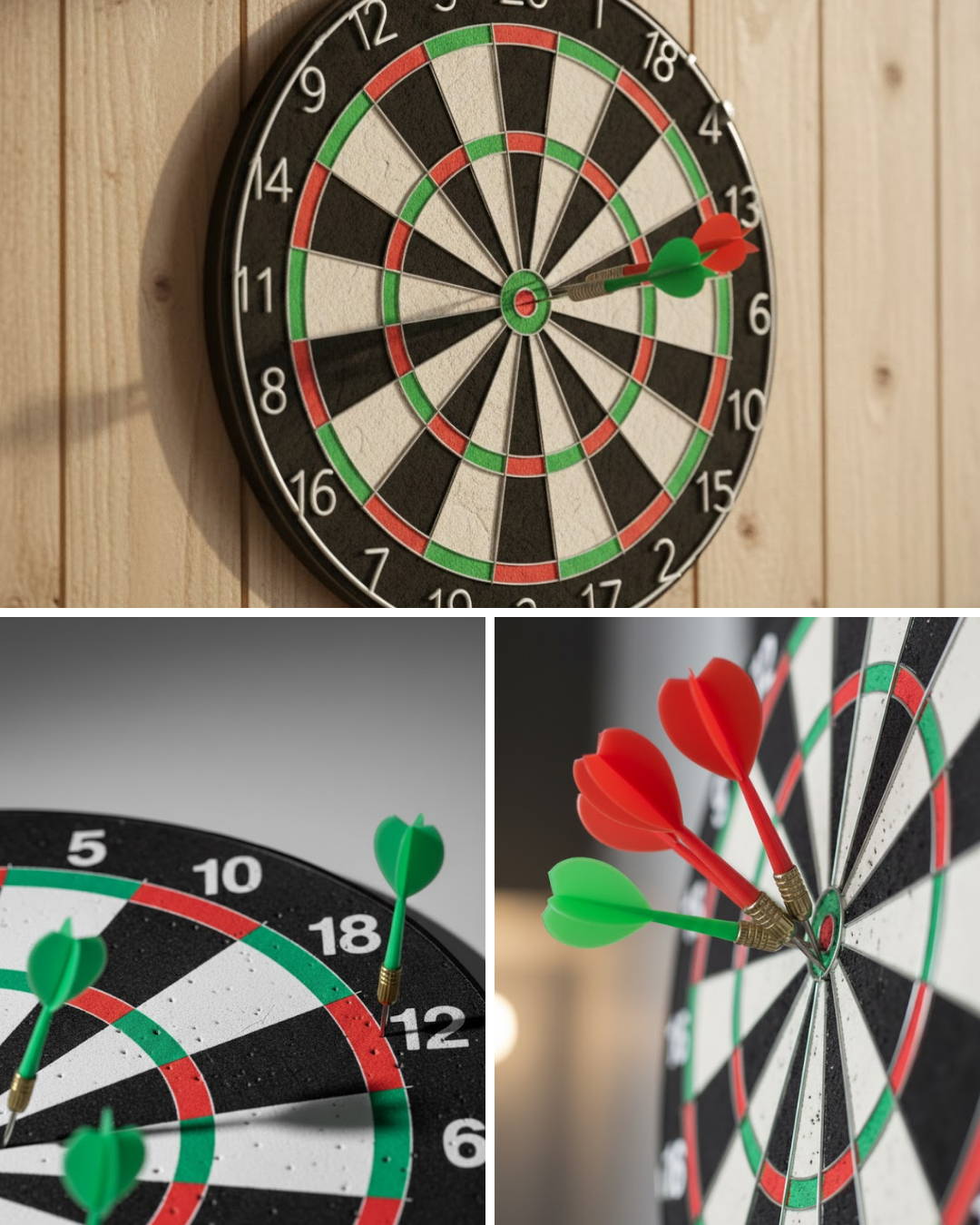 3-42 Kaliteli Ahşap Dart Tahtası 12 İnç 4 Adet Metal İğne Uçlu Ok - Vipsepet - Görsel 1