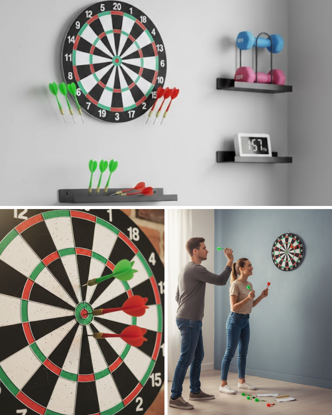 3-43 Şık Tasarımlı 15 İnç Dart Tahtası Metal Uçlu 4 Ok Seti - Vipsepet - Görsel 1